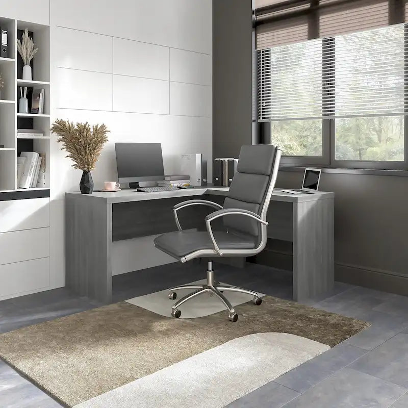 Bureau d'angle – Crédence de 60 po de large avec retour de 36 po de large