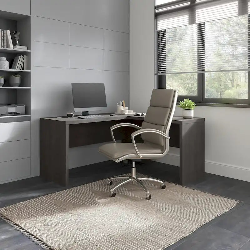 Bureau d'angle – Crédence de 60 po de large avec retour de 36 po de large