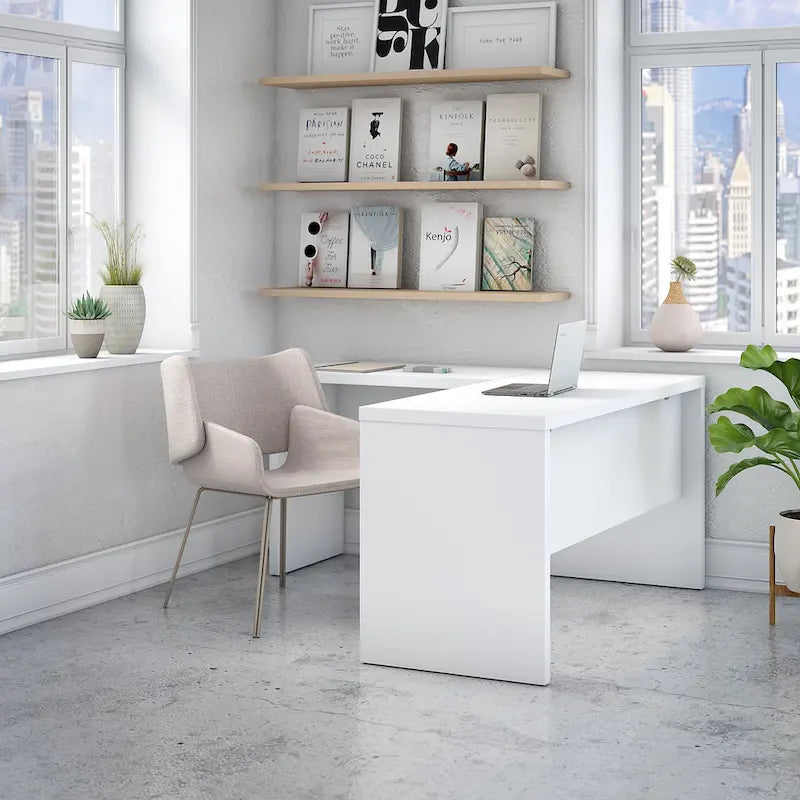 Bureau d'angle – Crédence de 60 po de large avec retour de 36 po de large