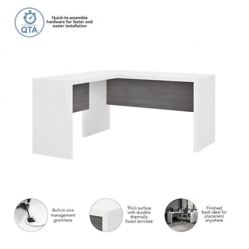 Bureau d'angle – Crédence de 60 po de large avec retour de 36 po de large