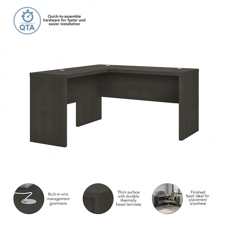Bureau d'angle – Crédence de 60 po de large avec retour de 36 po de large