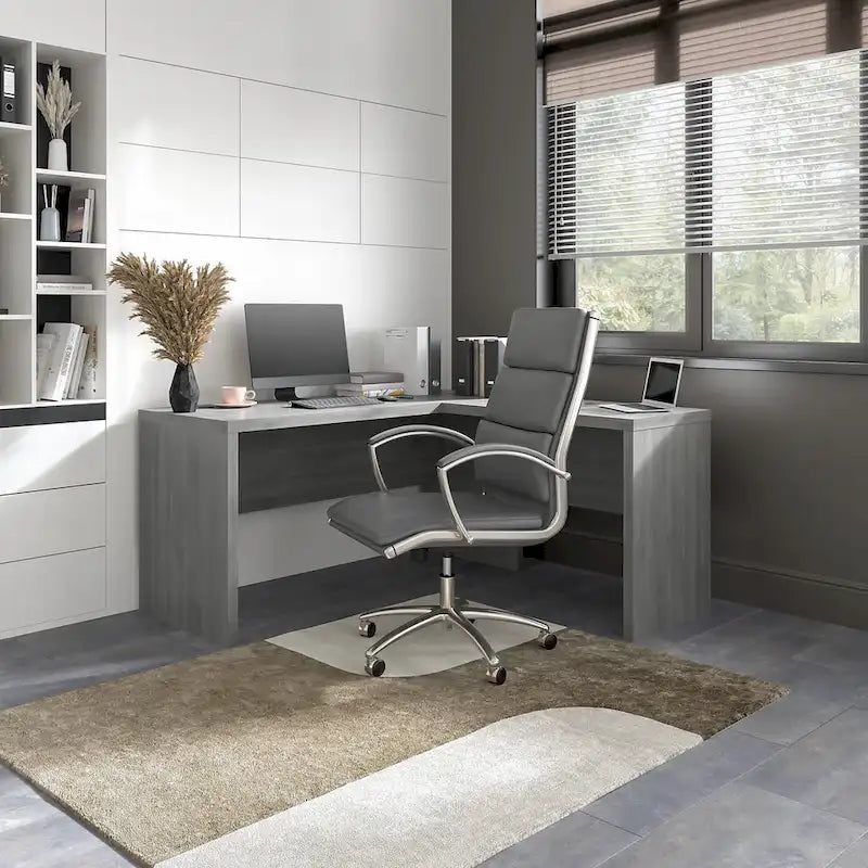 Bureau d'angle – Crédence de 60 po de large avec retour de 36 po de large