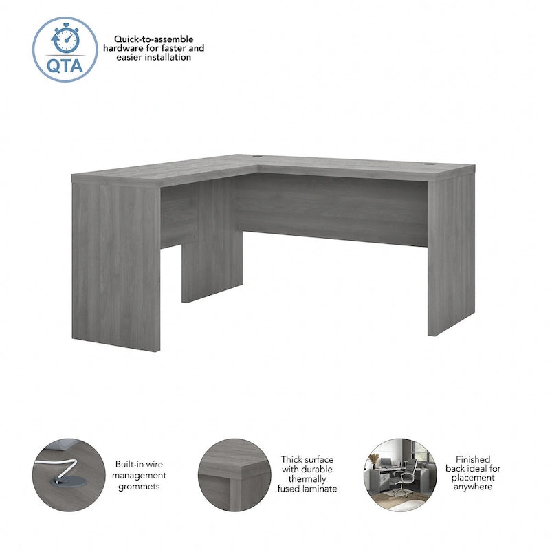 Bureau d'angle – Crédence de 60 po de large avec retour de 36 po de large