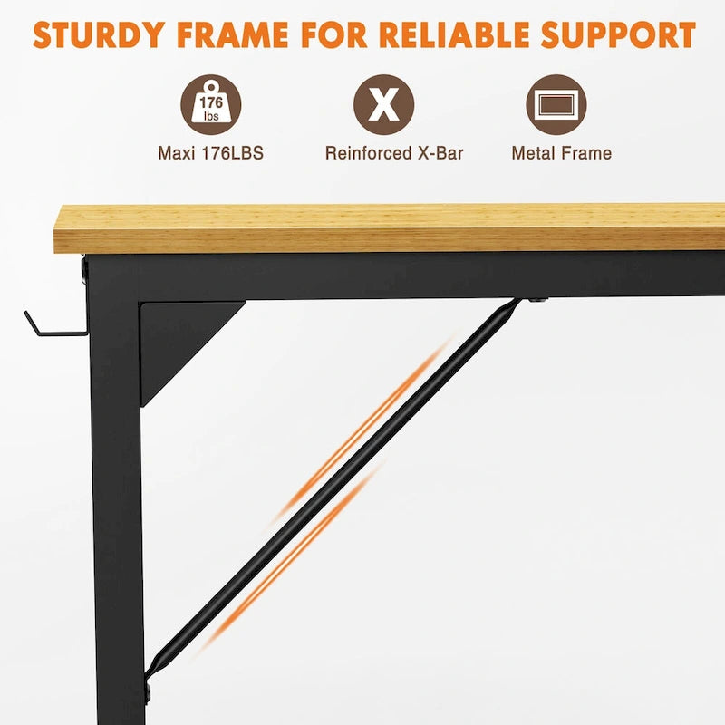 Bureau d'ordinateur moderne avec sac de rangement et support pour casque pour chambres à coucher et coins d'étude ou petits bureaux à domicile
