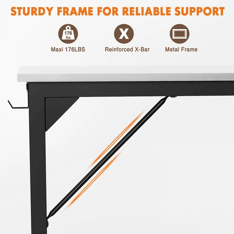 Bureau d'ordinateur moderne avec sac de rangement et support pour casque pour chambres à coucher et coins d'étude ou petits bureaux à domicile