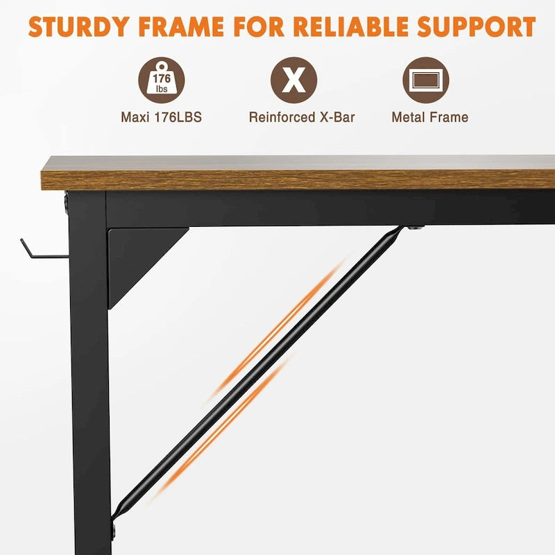Bureau d'ordinateur moderne avec sac de rangement et support pour casque pour chambres à coucher et coins d'étude ou petits bureaux à domicile