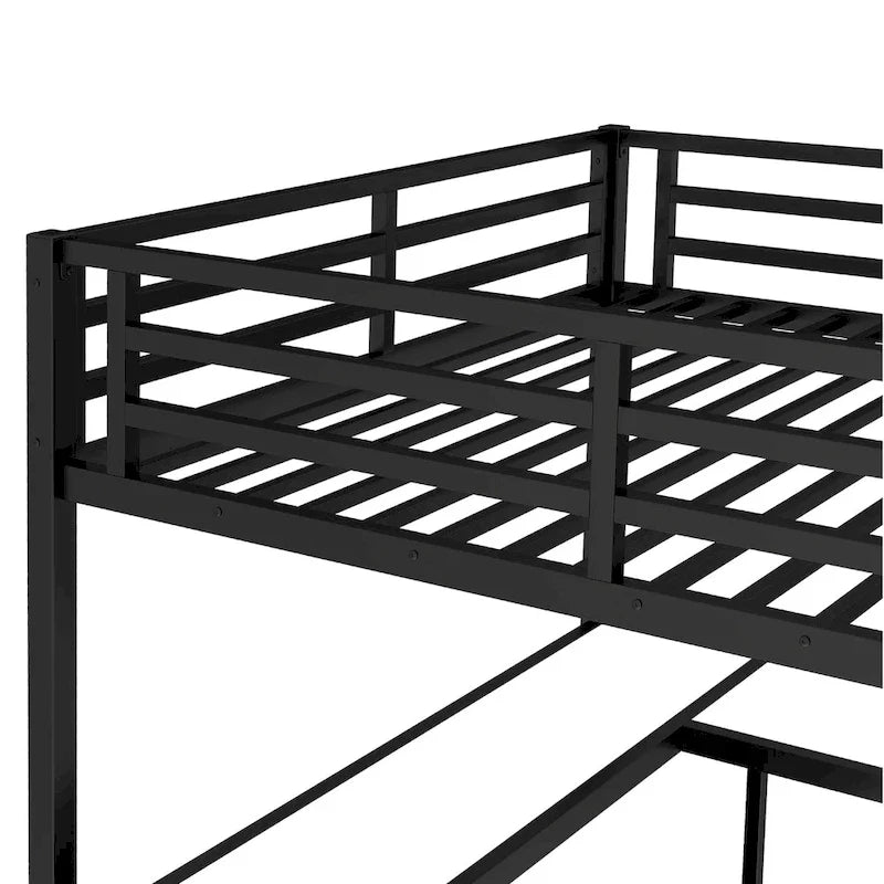 Lit mezzanine en métal avec armoire et bureau en L – Lit gain de place Queen/Full avec cubes de rangement et étagères pour adolescents/adultes
