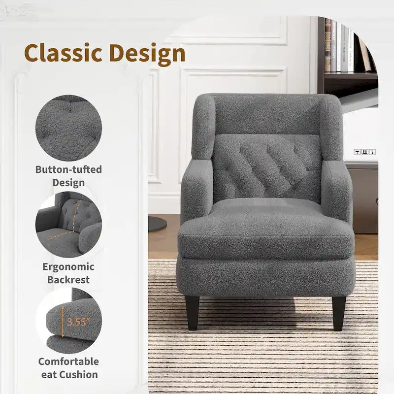 Fauteuil d'appoint capitonné pour salon et chambre à coucher