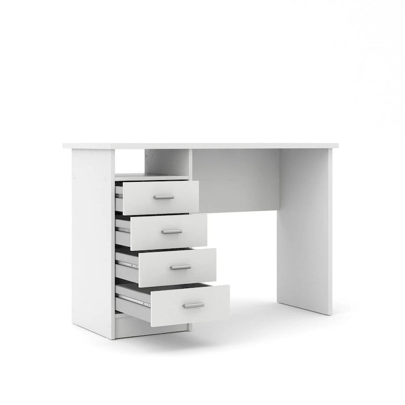 Bureau 4 tiroirs avec étagère fixe et panneau de modestie