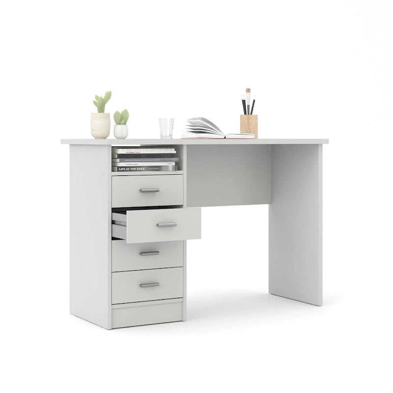 Bureau 4 tiroirs avec étagère fixe et panneau de modestie