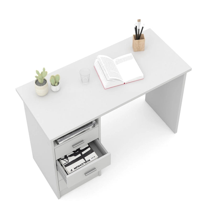 Bureau 4 tiroirs avec étagère fixe et panneau de modestie