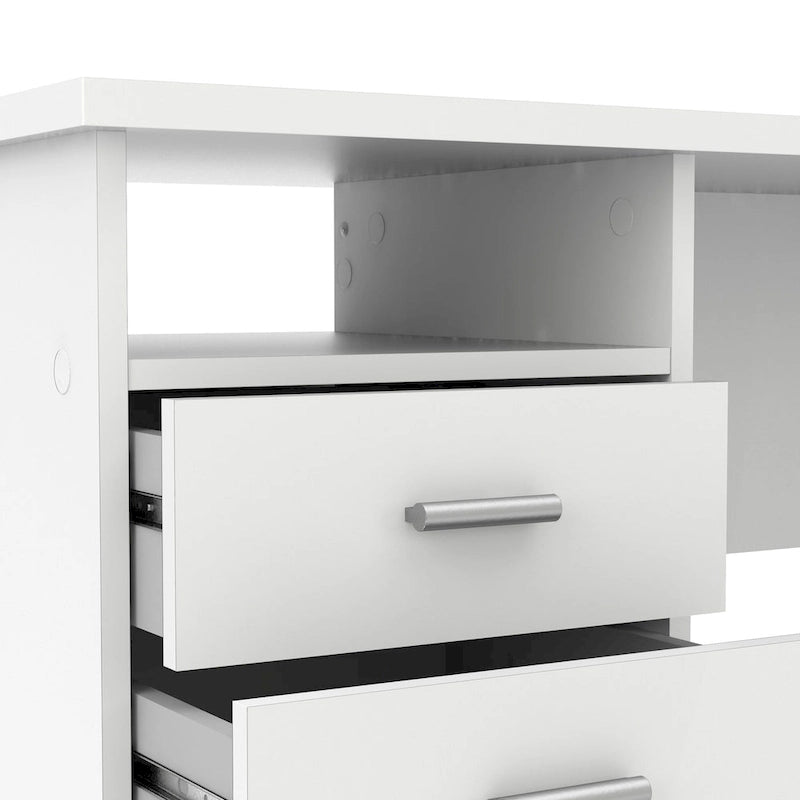 Bureau 4 tiroirs avec étagère fixe et panneau de modestie