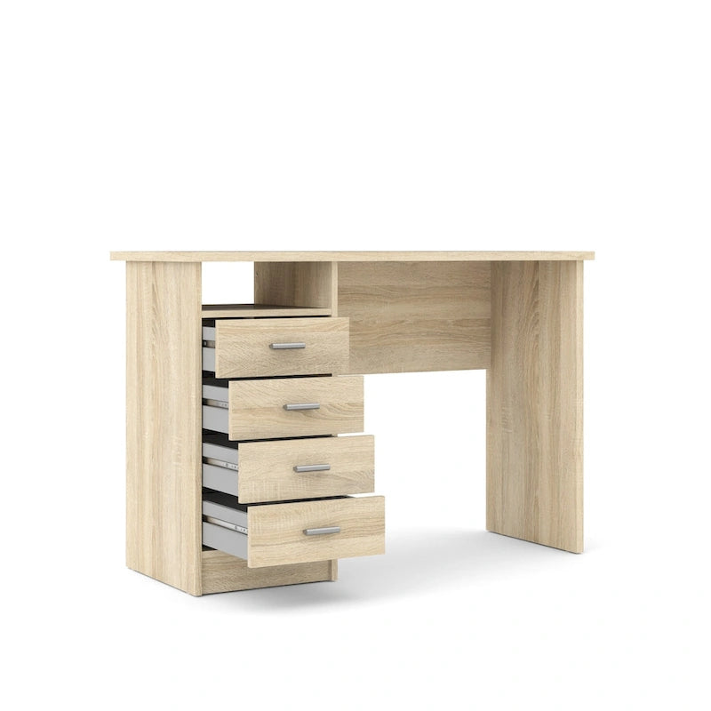 Bureau 4 tiroirs avec étagère fixe et panneau de modestie