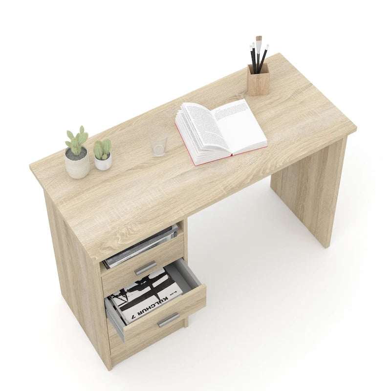 Bureau 4 tiroirs avec étagère fixe et panneau de modestie