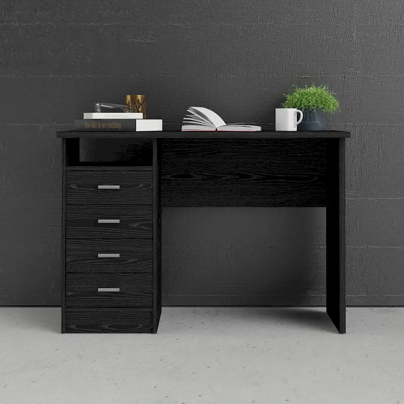 Bureau 4 tiroirs avec étagère fixe et panneau de modestie