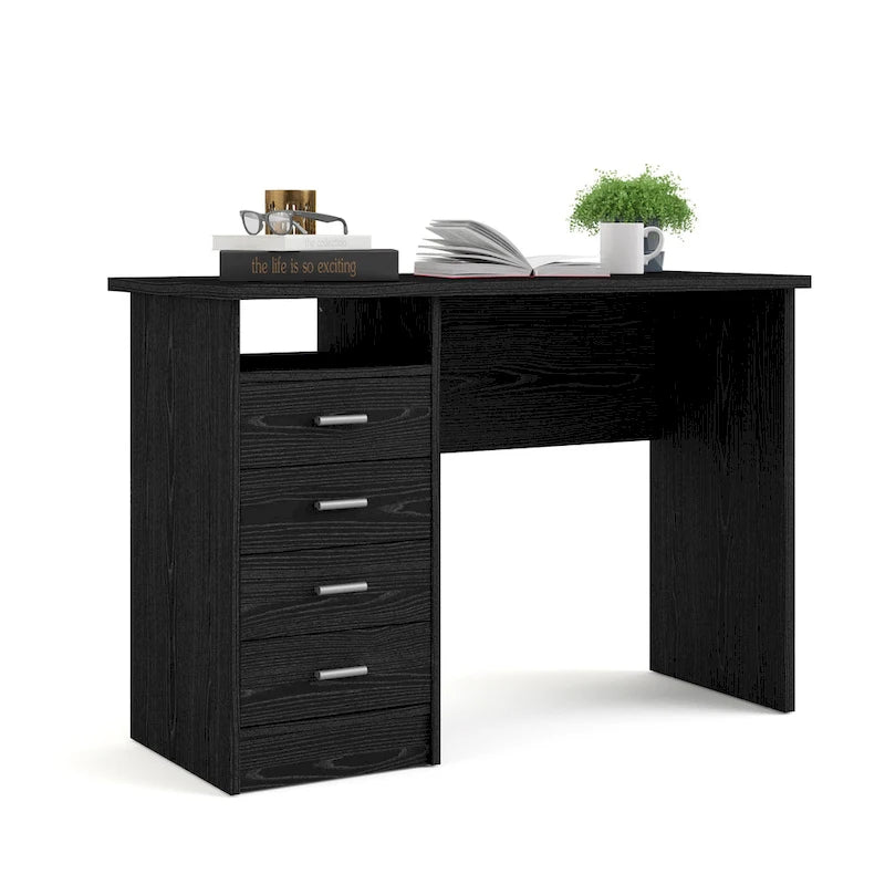 Bureau 4 tiroirs avec étagère fixe et panneau de modestie