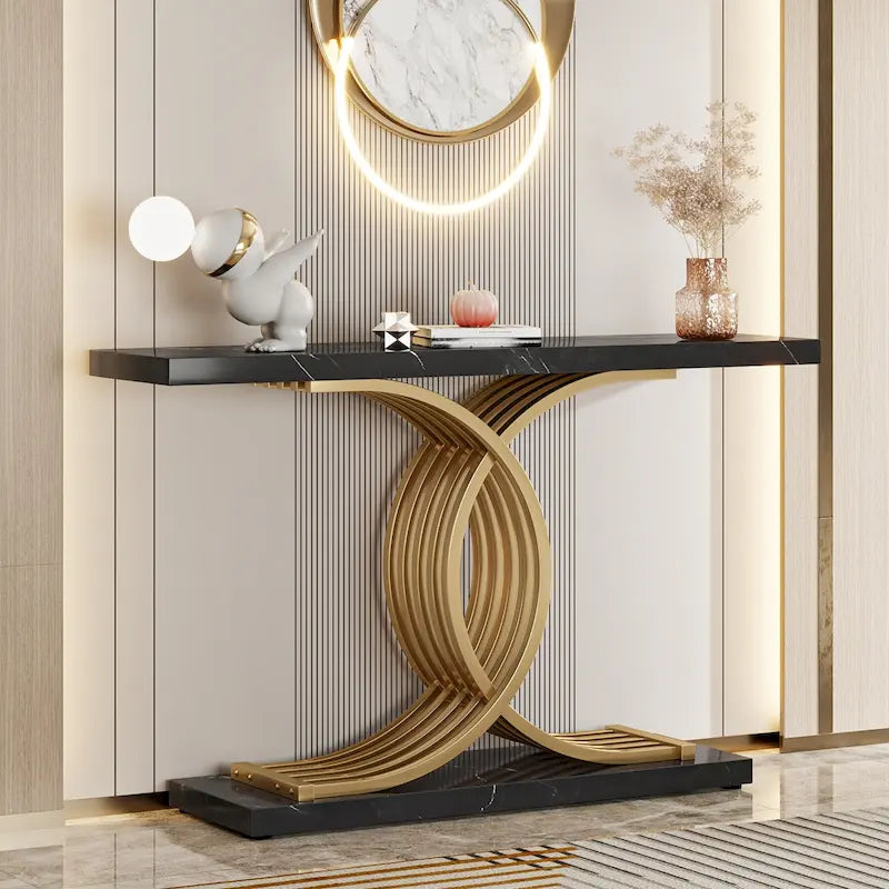 Console d'entrée moderne, Table d'appoint de 99 cm, Console étroite en bois pour canapé/hall d'entrée