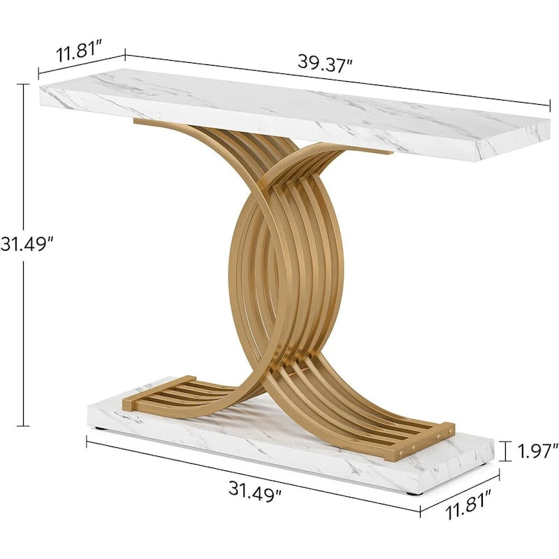 Console d'entrée moderne, Table d'appoint de 99 cm, Console étroite en bois pour canapé/hall d'entrée