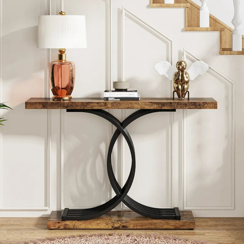 Console d'entrée moderne, Table d'appoint de 99 cm, Console étroite en bois pour canapé/hall d'entrée