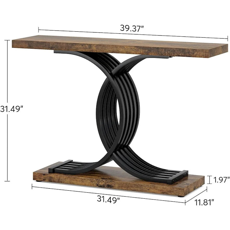 Console d'entrée moderne, Table d'appoint de 99 cm, Console étroite en bois pour canapé/hall d'entrée