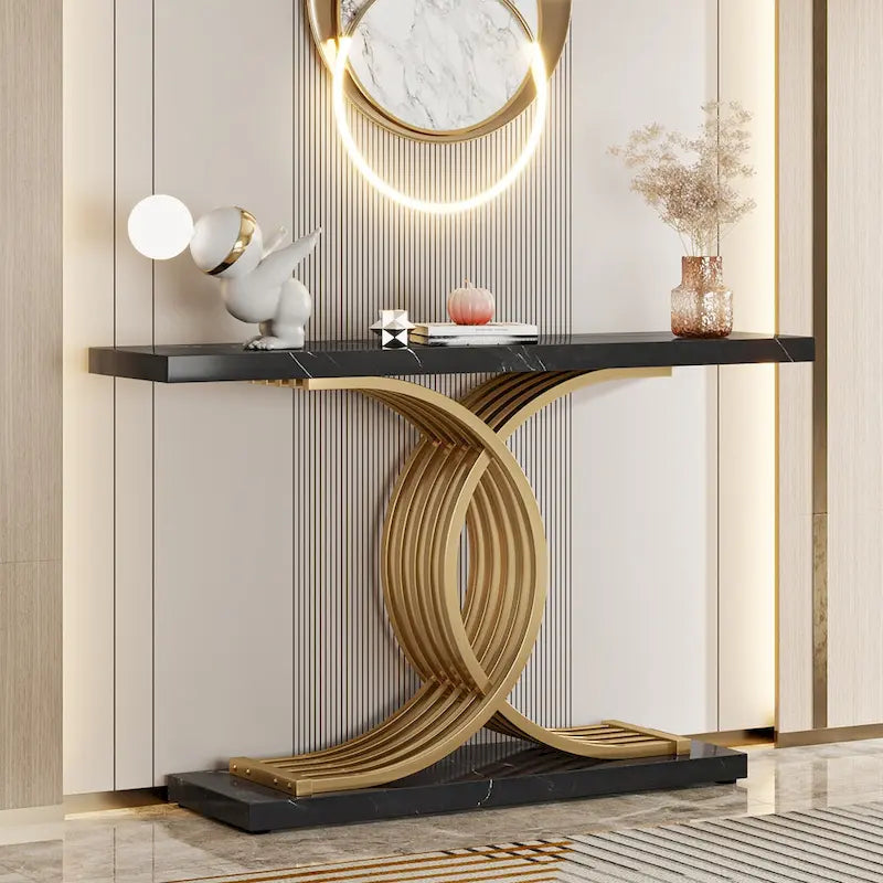 Console d'entrée moderne, Table d'appoint de 99 cm, Console étroite en bois pour canapé/hall d'entrée