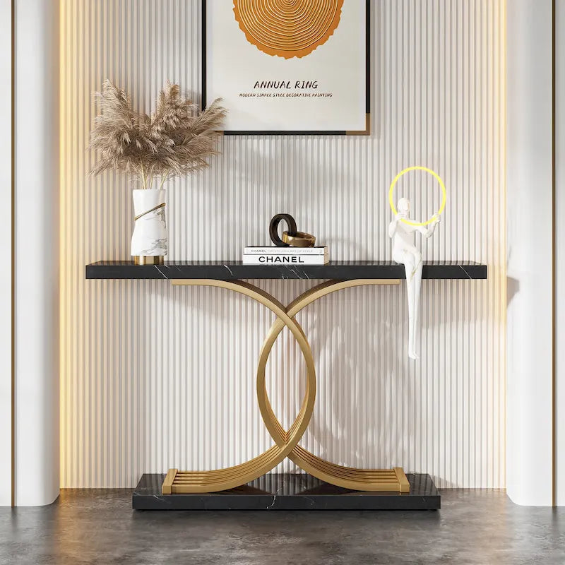 Console d'entrée moderne, Table d'appoint de 99 cm, Console étroite en bois pour canapé/hall d'entrée