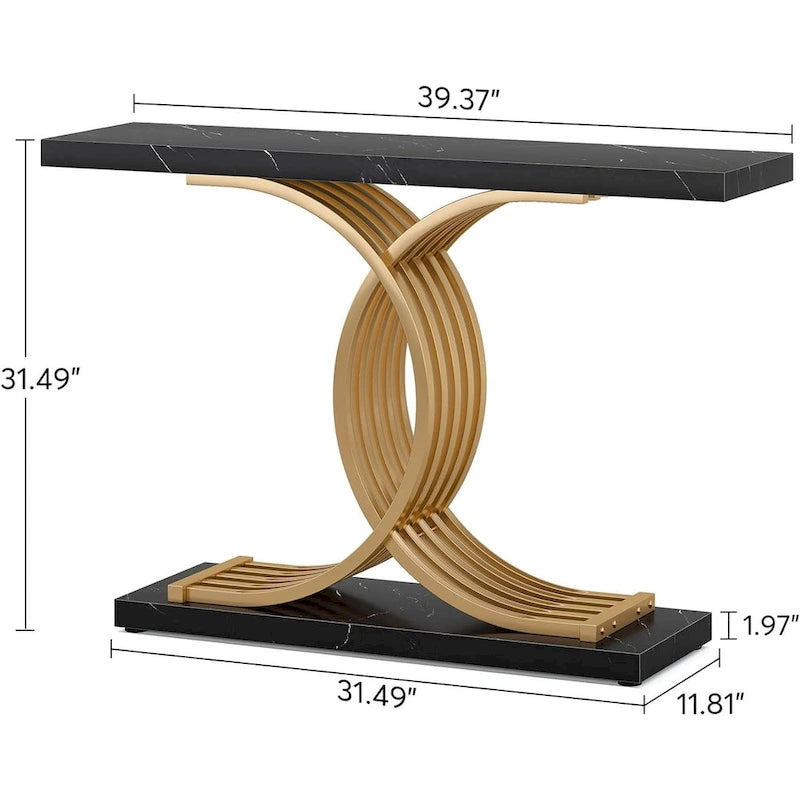 Console d'entrée moderne, Table d'appoint de 99 cm, Console étroite en bois pour canapé/hall d'entrée