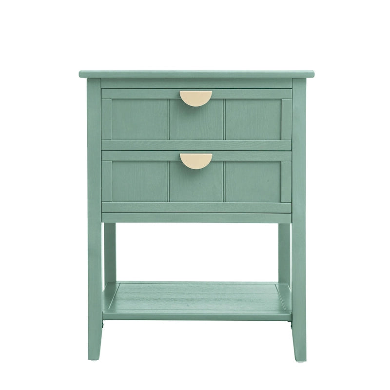 Commode de célibataire à 2 tiroirs de style américain avec poignée dorée, table d'appoint, bout de canapé, convient pour chambre à coucher, salon