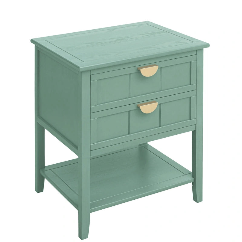 Commode de célibataire à 2 tiroirs de style américain avec poignée dorée, table d'appoint, bout de canapé, convient pour chambre à coucher, salon
