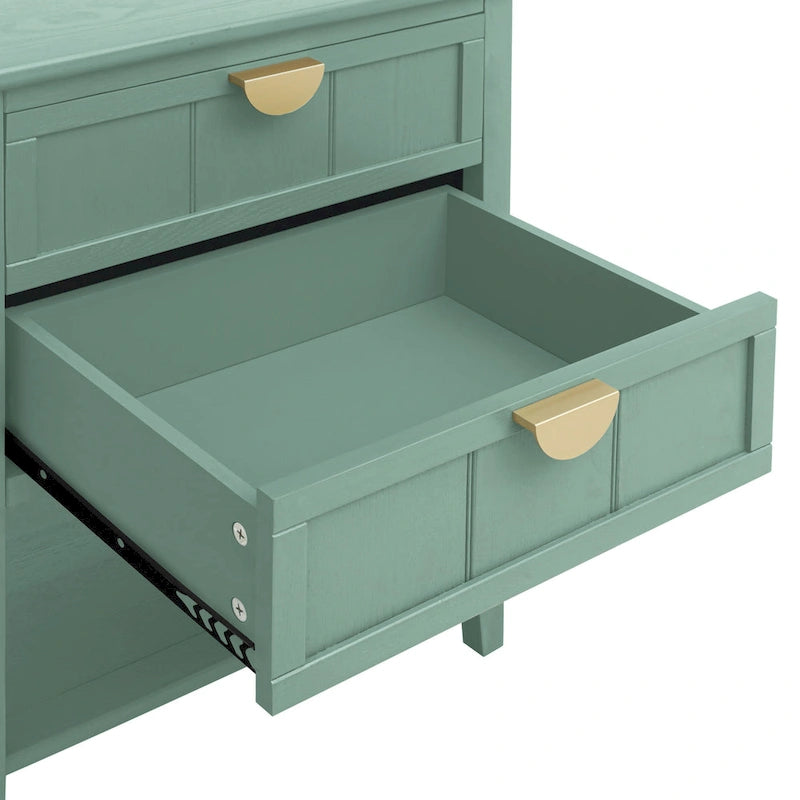 Commode de célibataire à 2 tiroirs de style américain avec poignée dorée, table d'appoint, bout de canapé, convient pour chambre à coucher, salon