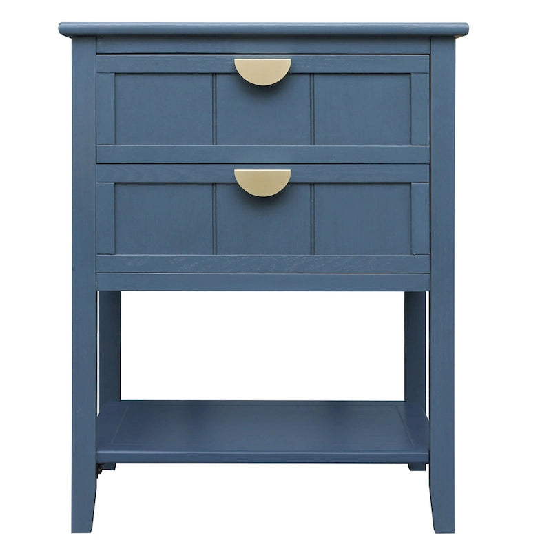 Commode de célibataire à 2 tiroirs de style américain avec poignée dorée, table d'appoint, bout de canapé, convient pour chambre à coucher, salon