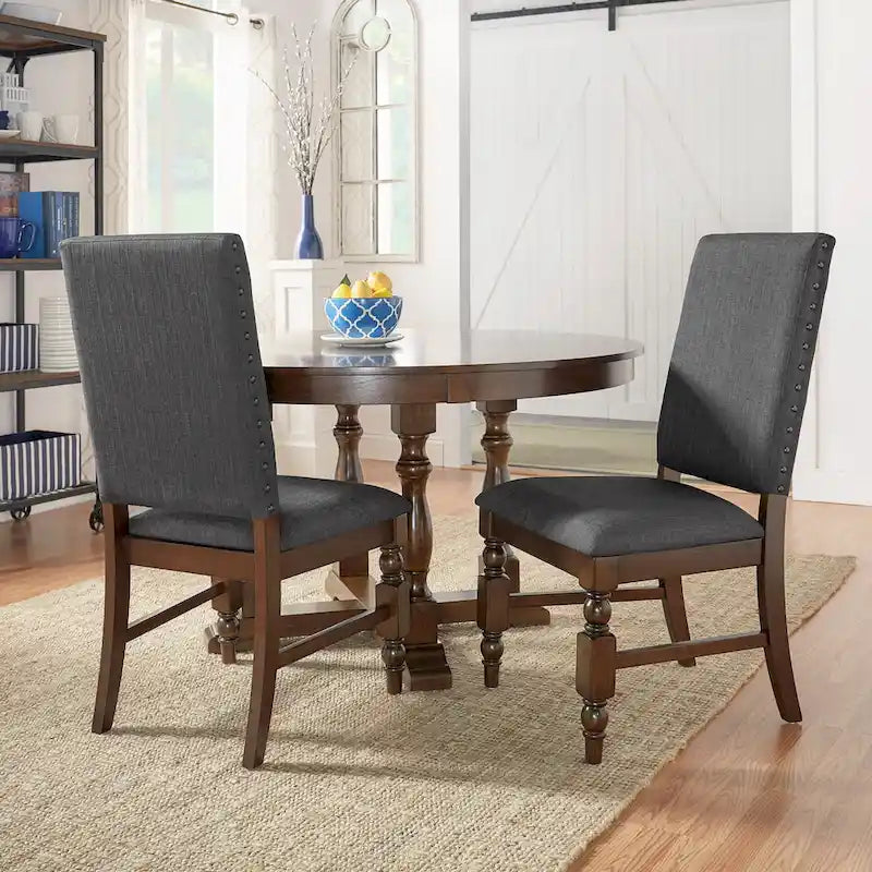 Chaises de salle à manger tapissées Lubeck à têtes de clous (Lot de 2)