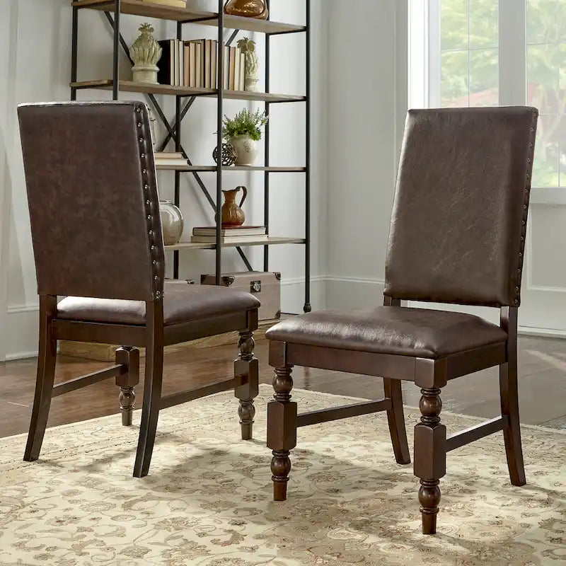 Chaises de salle à manger tapissées Lubeck à têtes de clous (Lot de 2)