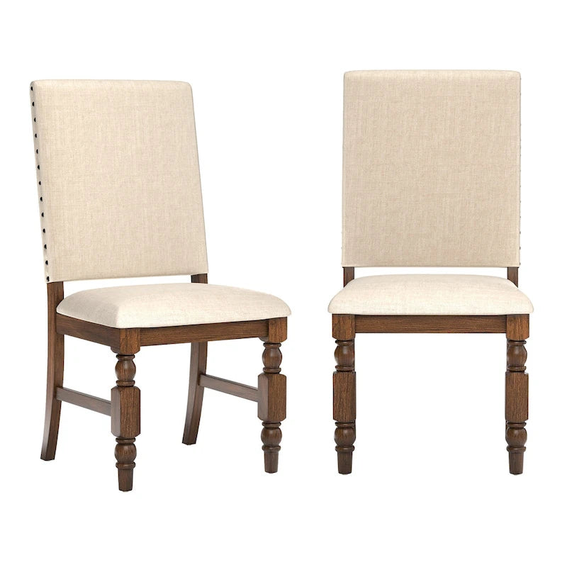 Chaises de salle à manger tapissées Lubeck à têtes de clous (Lot de 2)