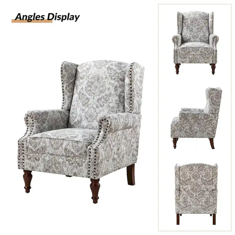 Fauteuil à oreilles traditionnel avec pieds en bois massif, lot de 2