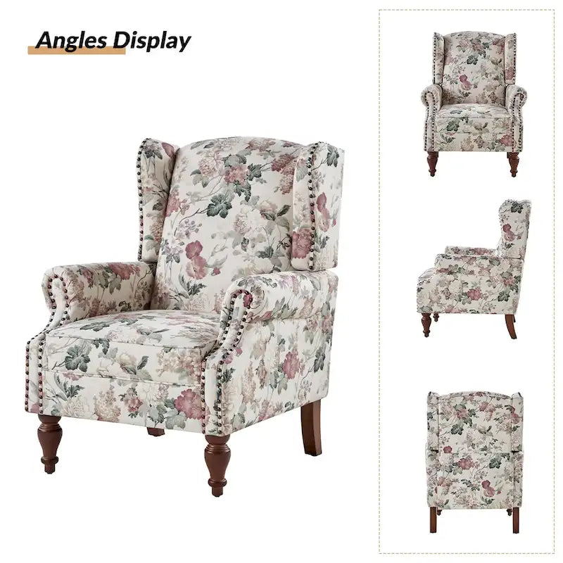 Fauteuil à oreilles traditionnel avec pieds en bois massif, lot de 2