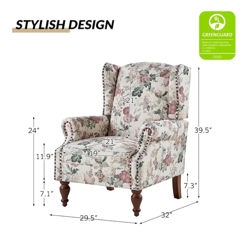 Fauteuil à oreilles traditionnel avec pieds en bois massif, lot de 2