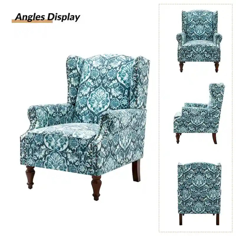 Fauteuil à oreilles traditionnel avec pieds en bois massif, lot de 2