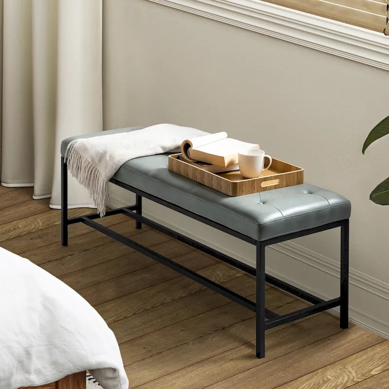 Banc contemporain rembourré de 50 pouces avec pieds en métal