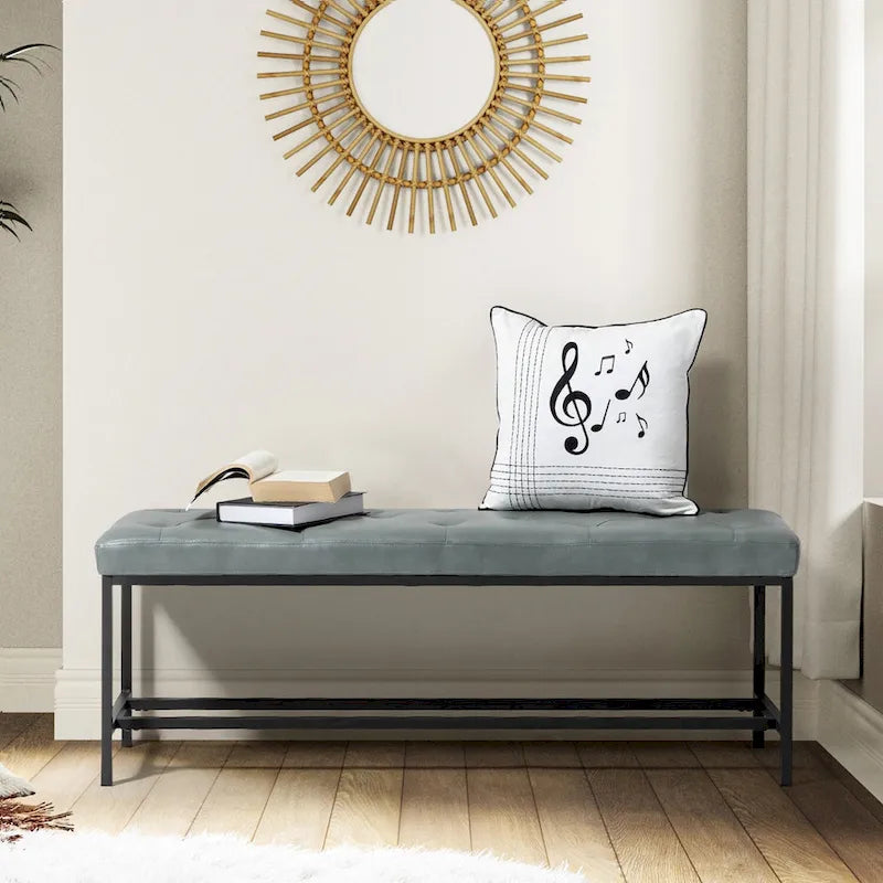 Banc contemporain rembourré de 50 pouces avec pieds en métal