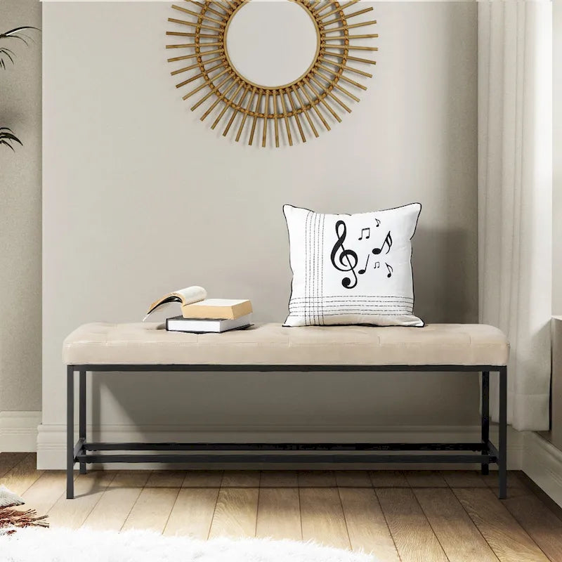 Banc contemporain rembourré de 50 pouces avec pieds en métal