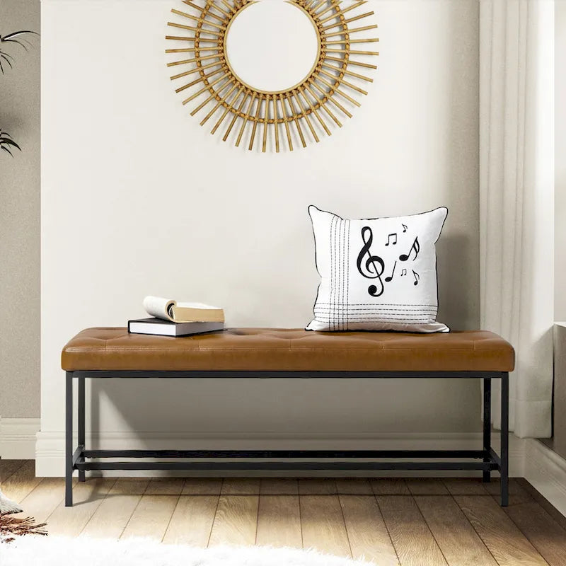 Banc contemporain rembourré de 50 pouces avec pieds en métal