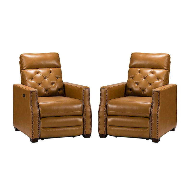 Fauteuil inclinable électrique en cuir véritable de 80 cm de large avec port USB, lot de 2