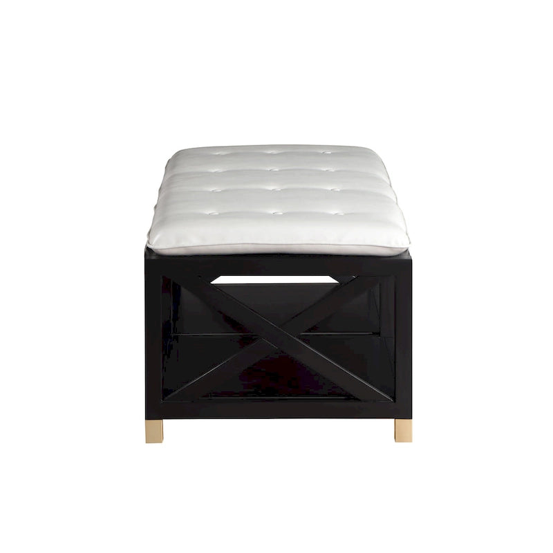 Banc de rangement en bois de transition avec coussins amovibles en similicuir par Furniture of America