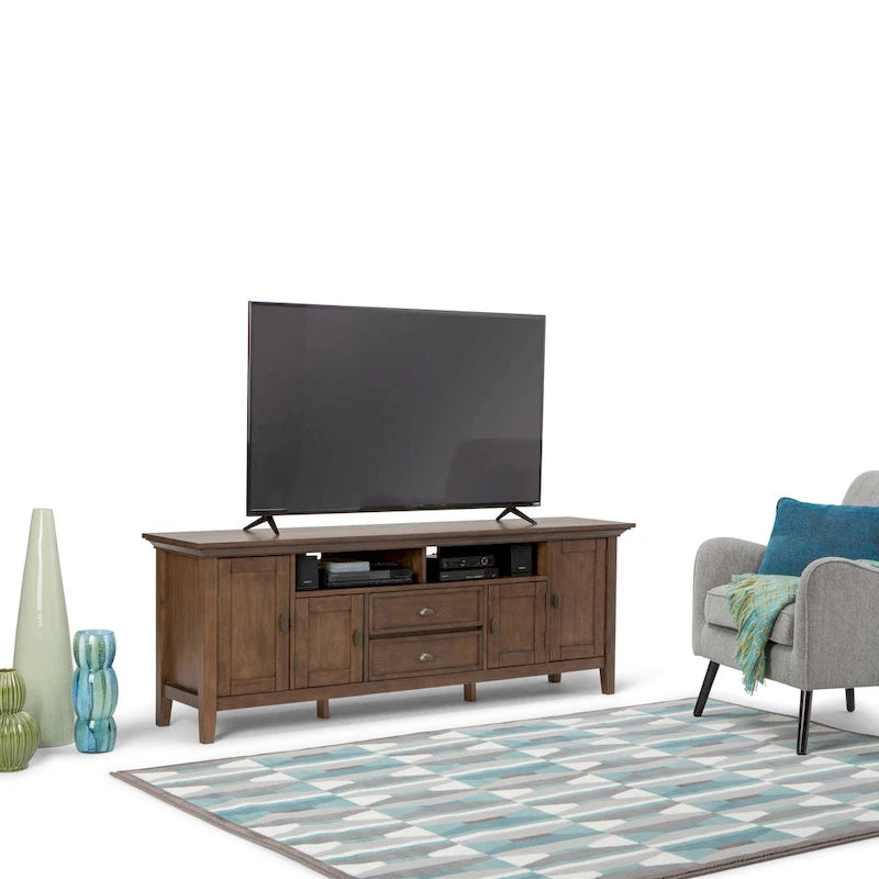 WYNDENHALL Mansfield SOLID WOOD 72 inch Wide Transitional TV Media Stand For TVs up to 80 inches - 72 W x 16.5 D x 26 H