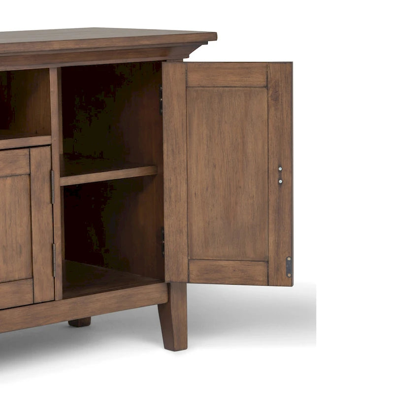 Meuble TV média transitionnel en bois massif de 72 pouces de large pour téléviseurs jusqu'à 80 pouces - 72 L x 16,5 P x 26 H