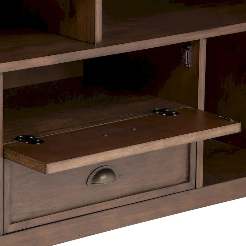 Meuble TV média transitionnel en bois massif de 72 pouces de large pour téléviseurs jusqu'à 80 pouces - 72 L x 16,5 P x 26 H