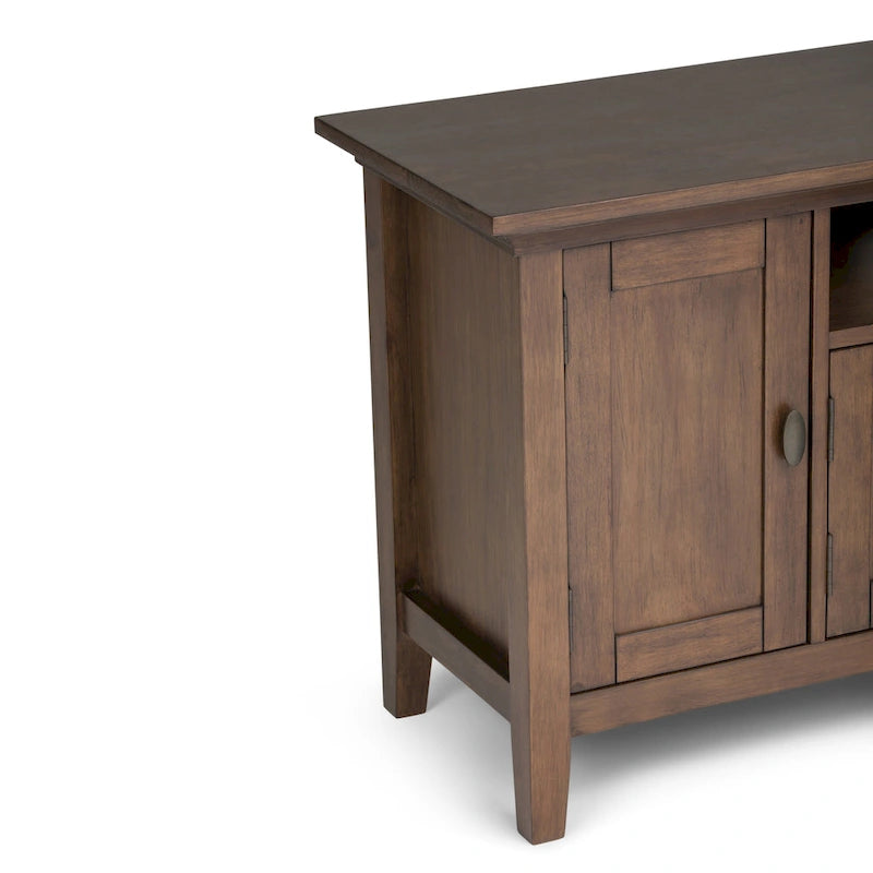 Meuble TV média transitionnel en bois massif de 72 pouces de large pour téléviseurs jusqu'à 80 pouces - 72 L x 16,5 P x 26 H