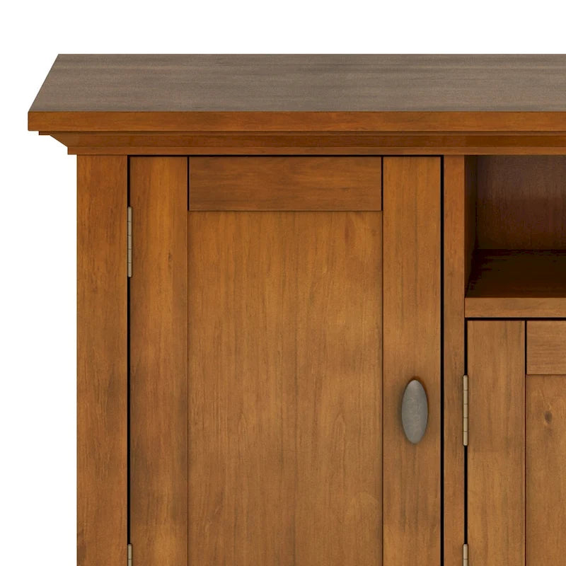 Meuble TV média transitionnel en bois massif de 72 pouces de large pour téléviseurs jusqu'à 80 pouces - 72 L x 16,5 P x 26 H
