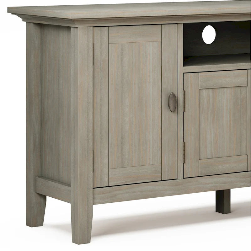 Meuble TV média transitionnel en bois massif de 72 pouces de large pour téléviseurs jusqu'à 80 pouces - 72 L x 16,5 P x 26 H